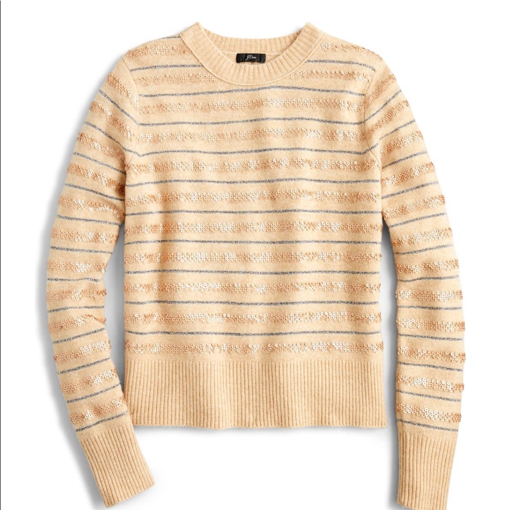 Jcrew sequin super soft sweater, camel, NWT, sz m